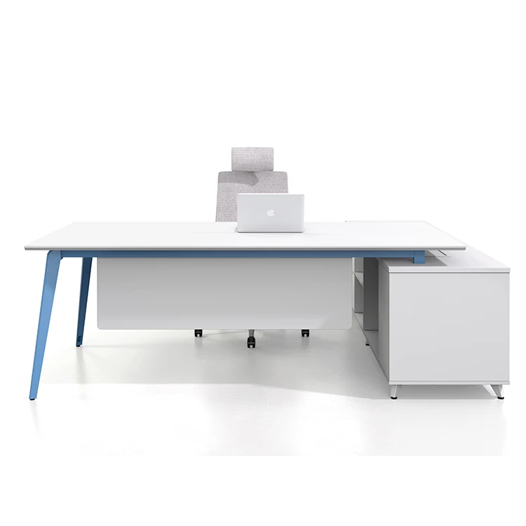 CEO Boss Customized Desk with Return L Shaped Cheap Good Slanted Design Wooden Luxury Modern Modular Hot Sale Executive Office