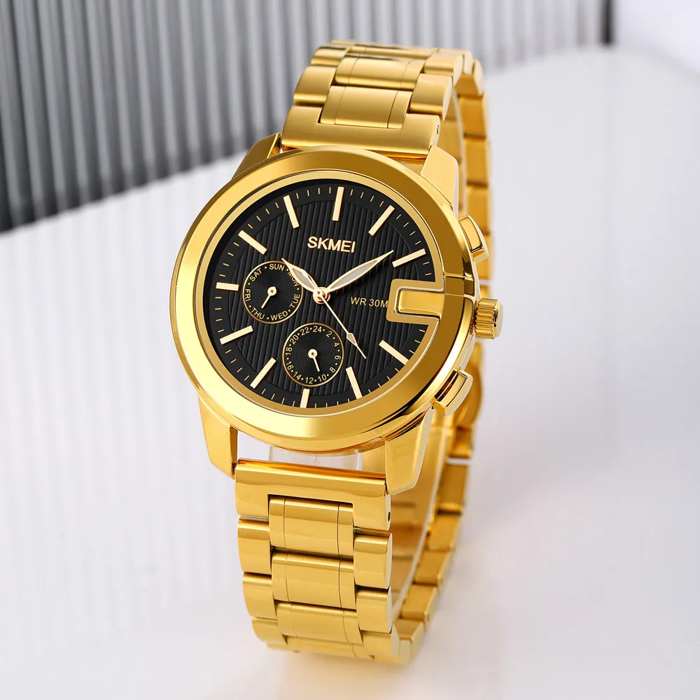 Skmei 1962 Luxury Stainless Steel Men Wristwatch Classic Business Quartz Wrist Watch Male Clock