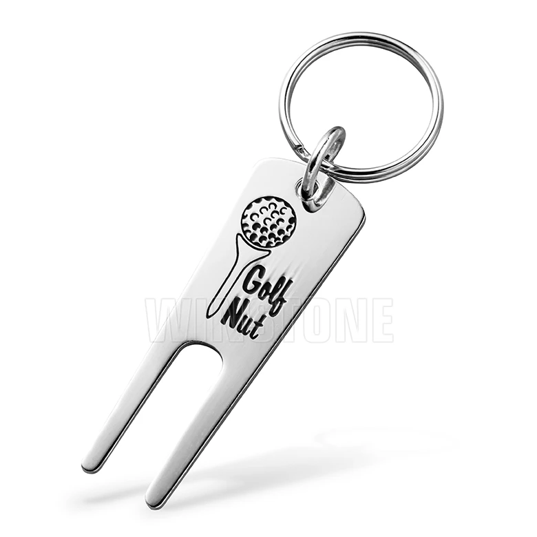 Custom stainless steel golf divot repair tool with enamel logo for golf club promotion