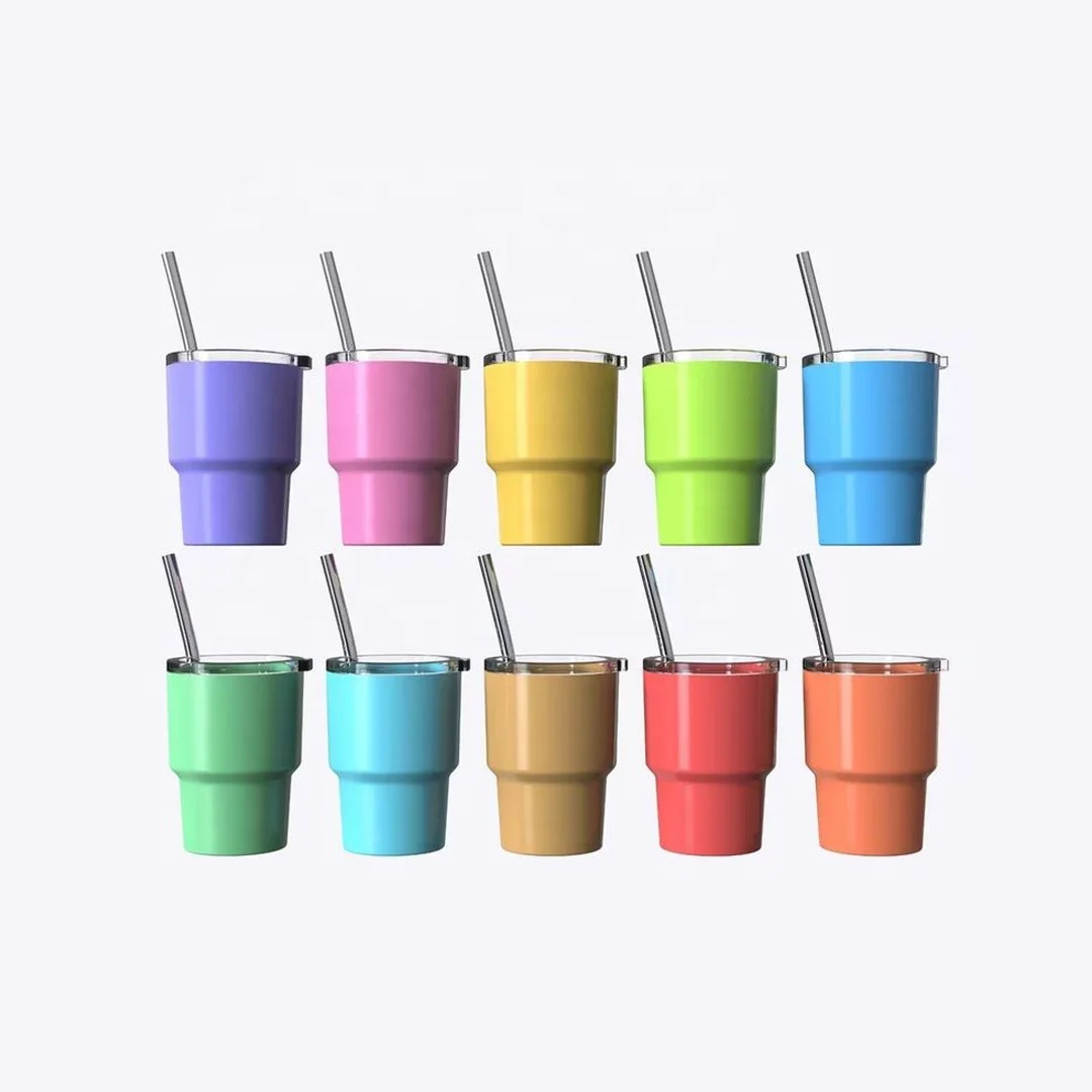 Mini Cute Small Drink Popular Stainless Steel 2oz Size Coffee Tumbler Shot with Straw for Spirits