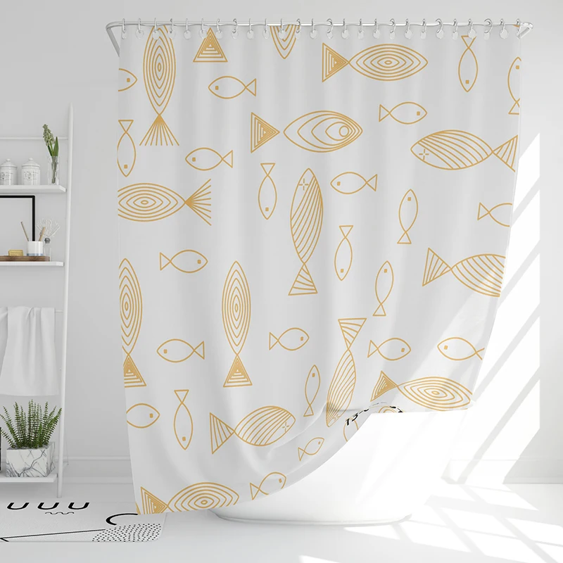 Fish pattern Repeat PEVA Shower Curtain Waterproof Washable  Bathroom Decor Shower with Hooks Custom Color
