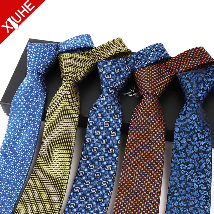 Дизайнерские роскошные мужские галстуки OEM черные в горошек синие оптовая продажа деловые тканые из полиэстера