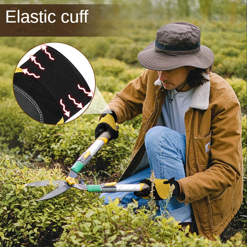 Hot Selling Floral Gardening Gloves Deerskin Leather Suede Safety Work Gloves