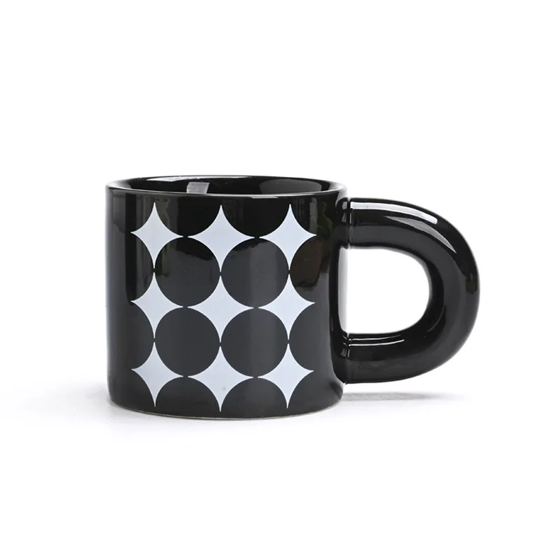 Creative diamond star black and white ceramic mug niche ins coffee milk water cup