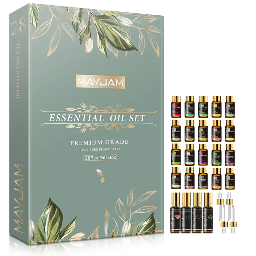 High quality brand pure natural Fragrant skin care gift box 24bottles*5ml+4bottles*10ml essential oil sets from plants