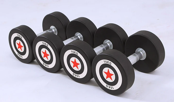 High Quality Weightlifting Commercial Gym Equipment 2.5kg-50kg Rubber Fixed Dumbbell For Bodybuilding