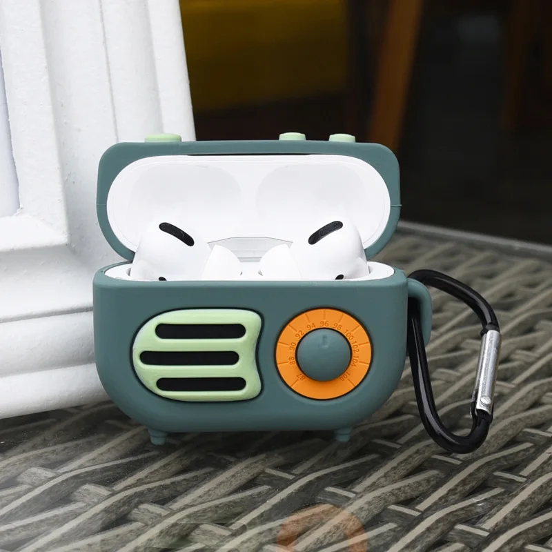 Retro cartoon radio BT earphone headset cover case for Apple AirPods Pro