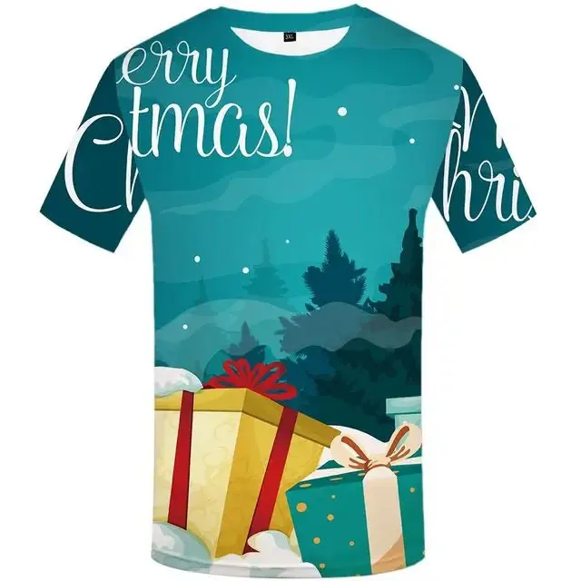 Free Sample Plus Size Men Gift T-Shirts Unisex 3D Christmas T-Shirt Tops Sublimation Printing Short Sleeve Tee Shirts