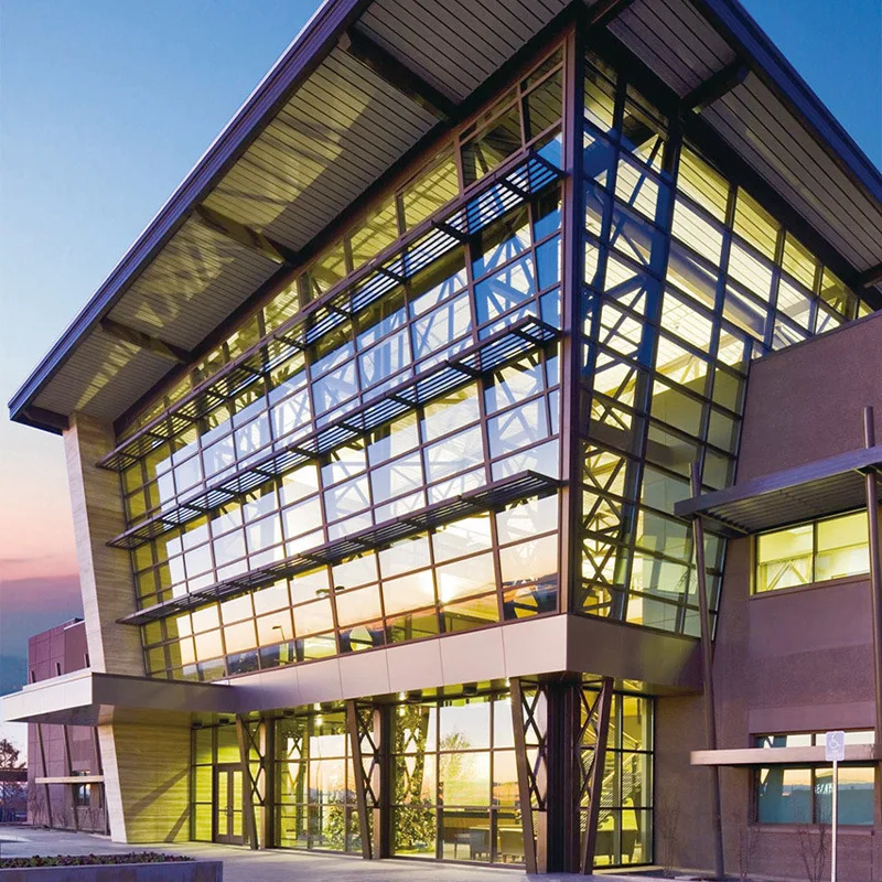 facade Aluminum commercial building big glass facade window wall Tempered Low-e spider curtain walls & access