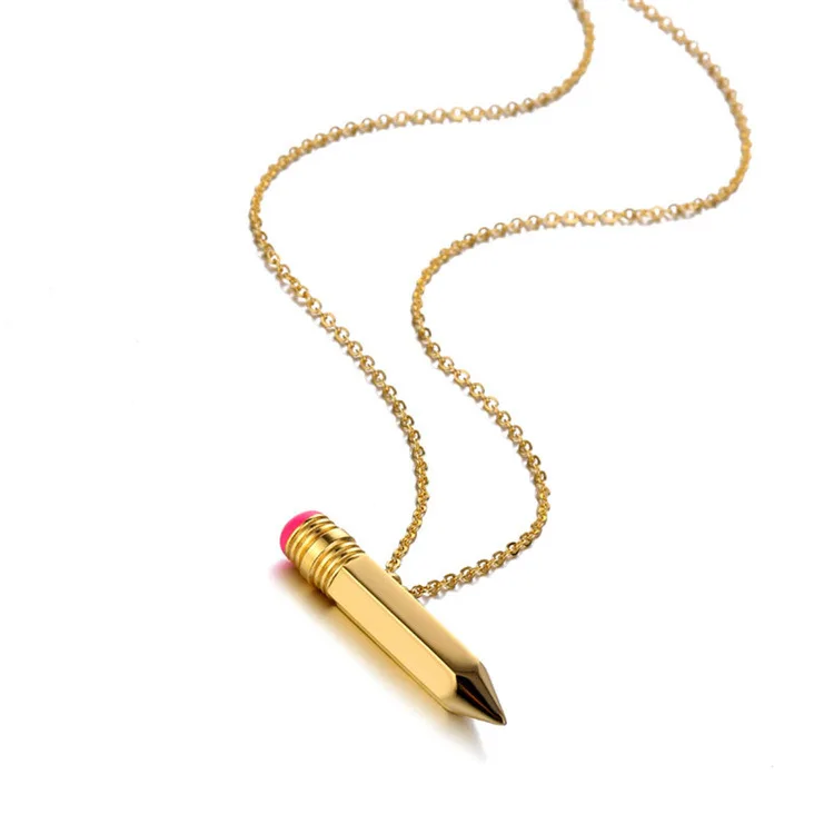Inspired Pencil Luxury 316 Stainless Steel Fine Fashion Jewelry Pvd Pendant Necklaces 2024 for Woman Women Man Wholesale