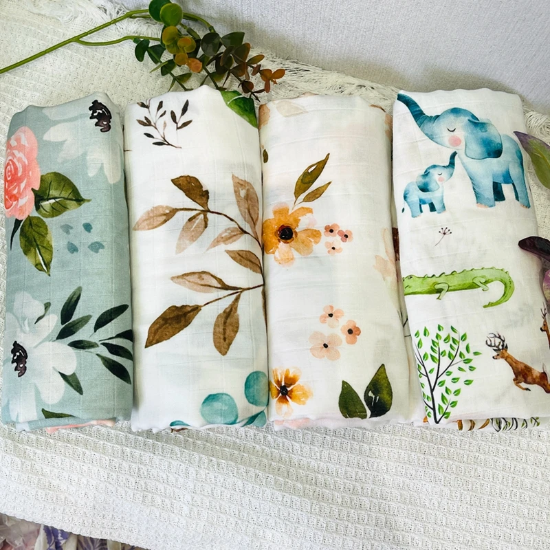 Wholesale Custom Print Cotton Quilt Bamboo Swaddle Muslin Baby child Swaddle Blanket