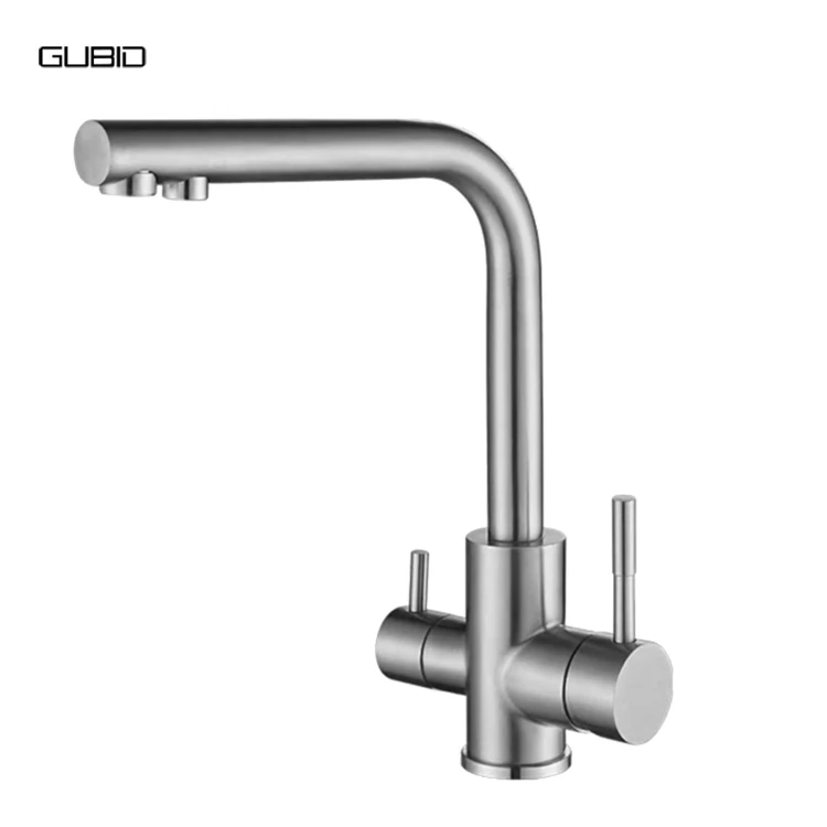 Lead-free 3 way Filtered Drinking Mixer Tap Stainless Steel Satin Water Purifier Kitchen Faucet Water Mixes for RO Water System