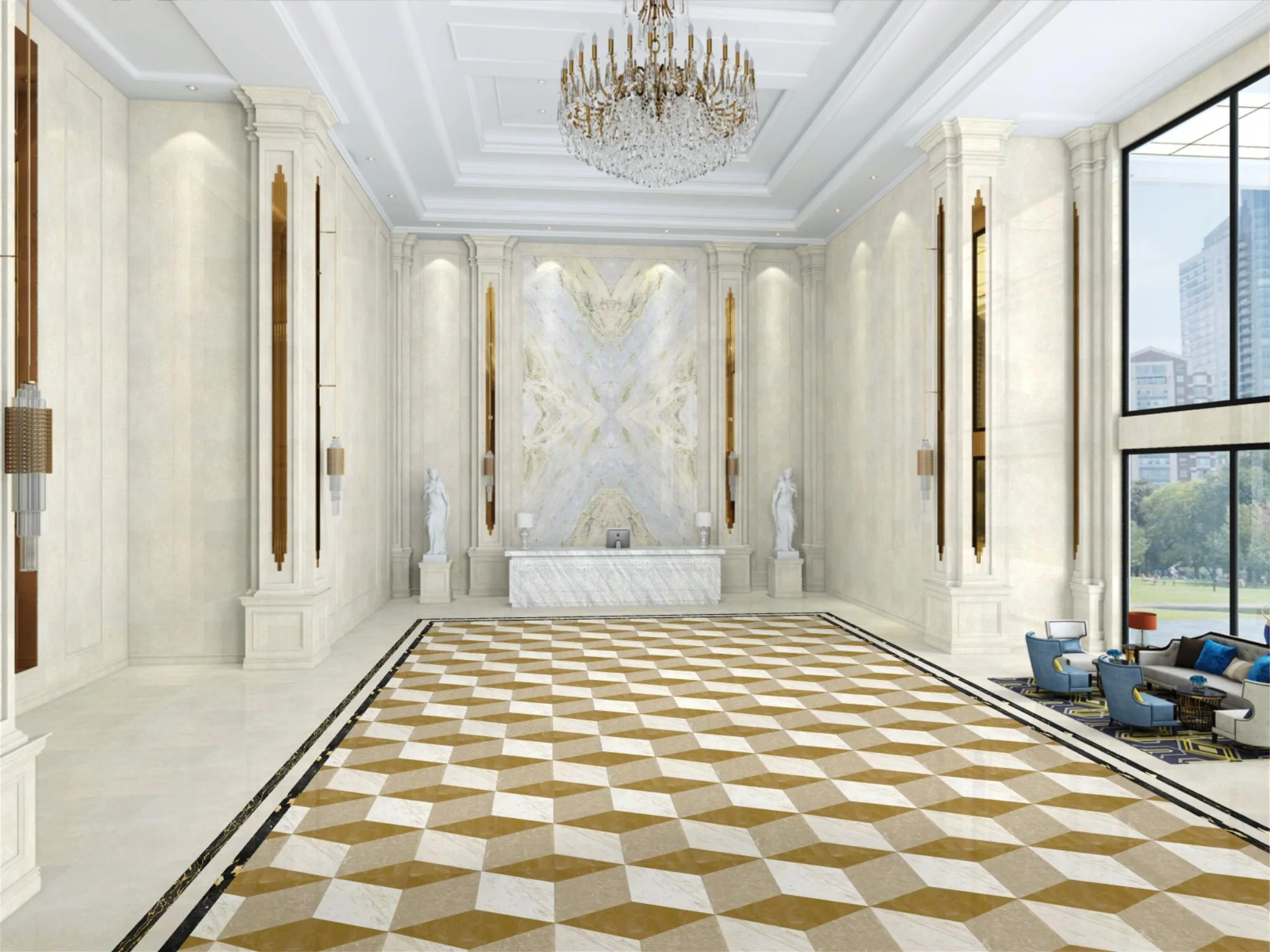 BOTON STONE Classical Design Natural Stone Waterjet Hotel Luxury Medallion Marble