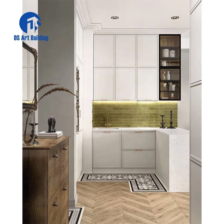 DS Customized New Arrival Luxury Lacquer Modern Design I Shape Kitchen Cabinets With Island