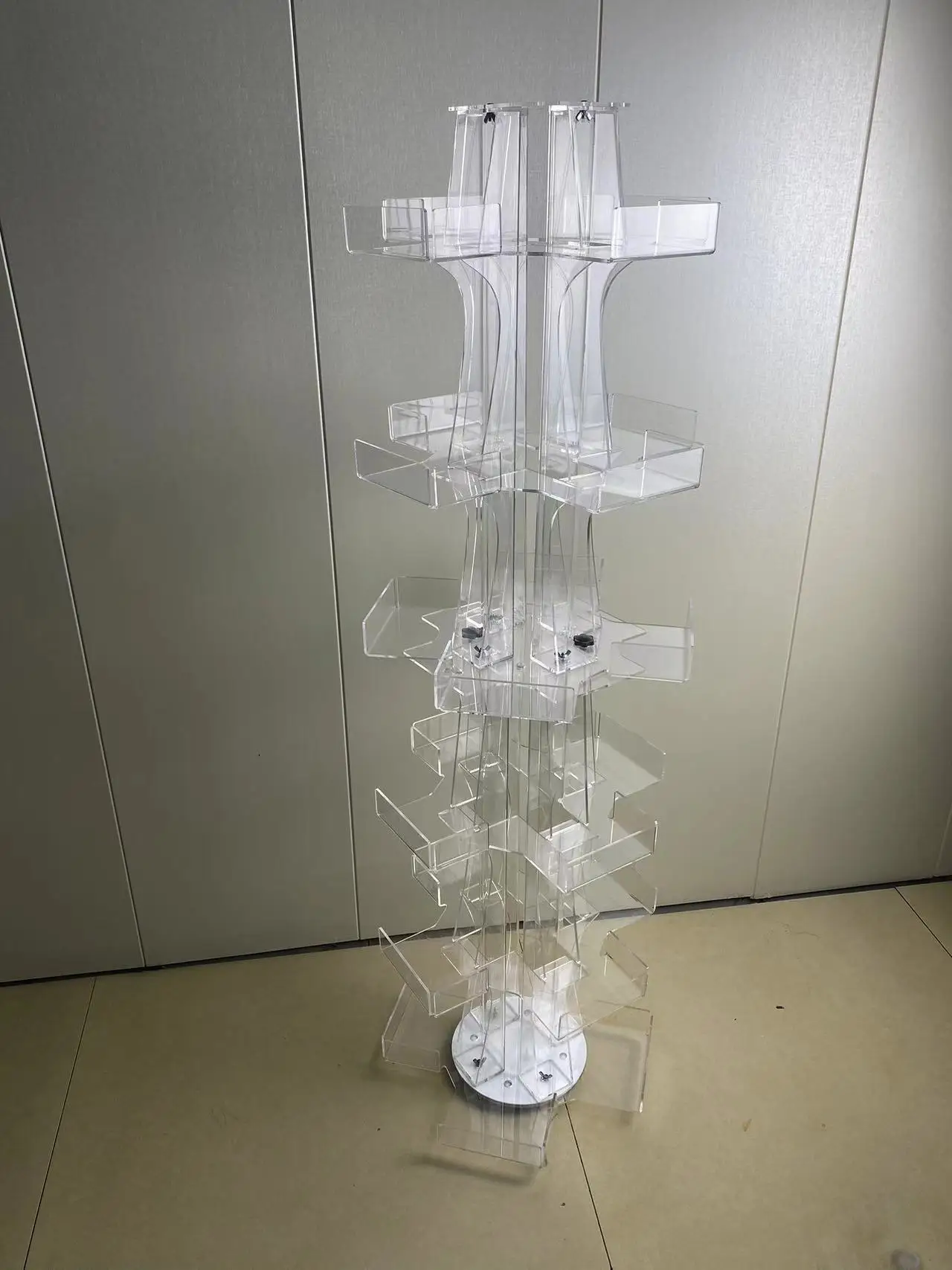 Customizable acrylic white organizer base countertop LED around acrylic knife collection display