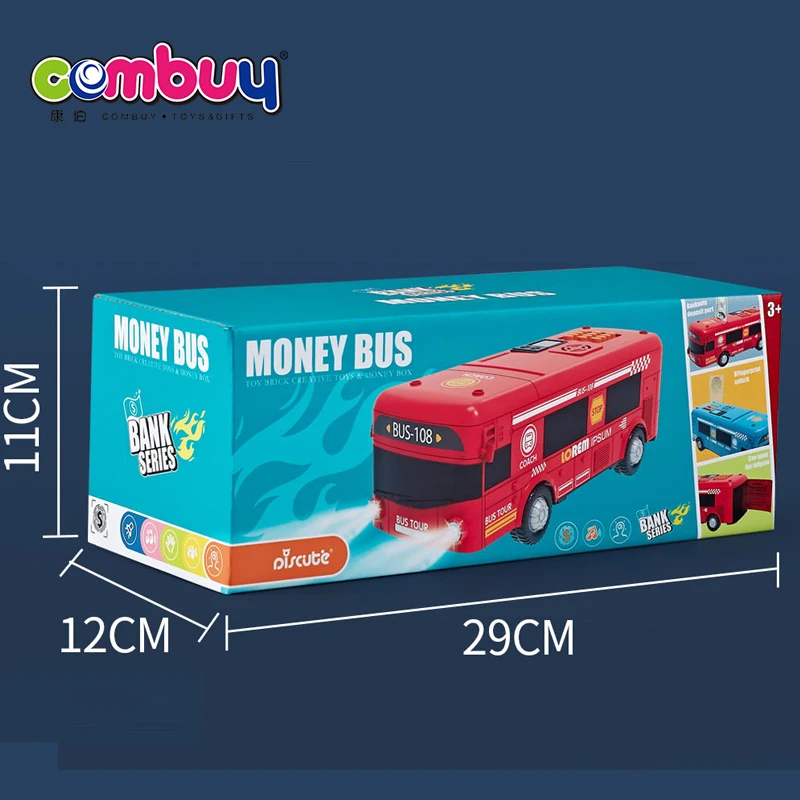 Fingerprint Password Banknote Verification Money Box Bus Toys Electronic Piggy Banks Kids