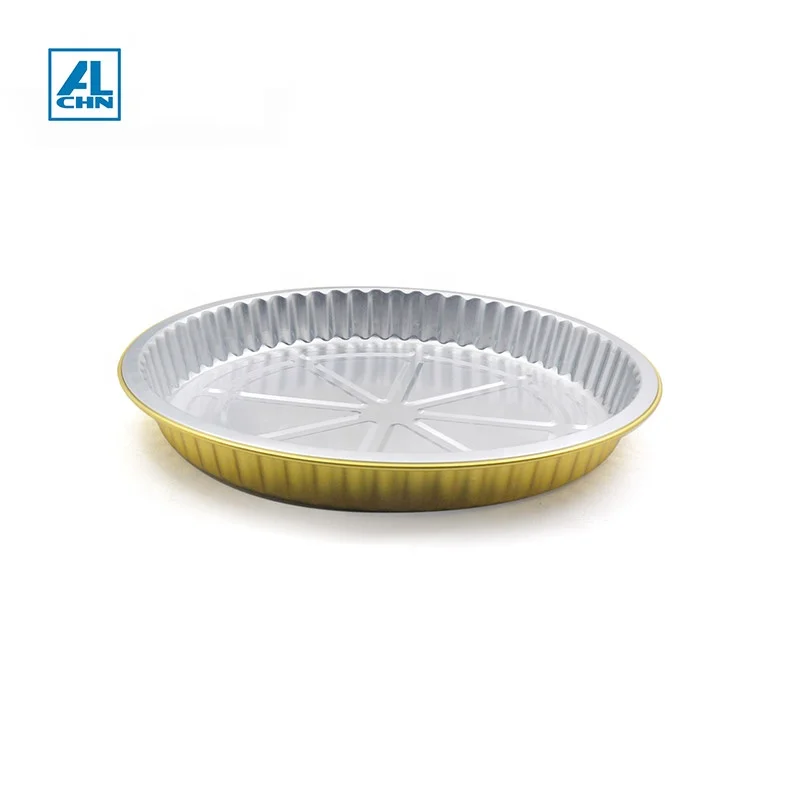 Recyclable 1950ML/66OZ Gold color smooth wall disposable aluminum foil container baking mold take away food package