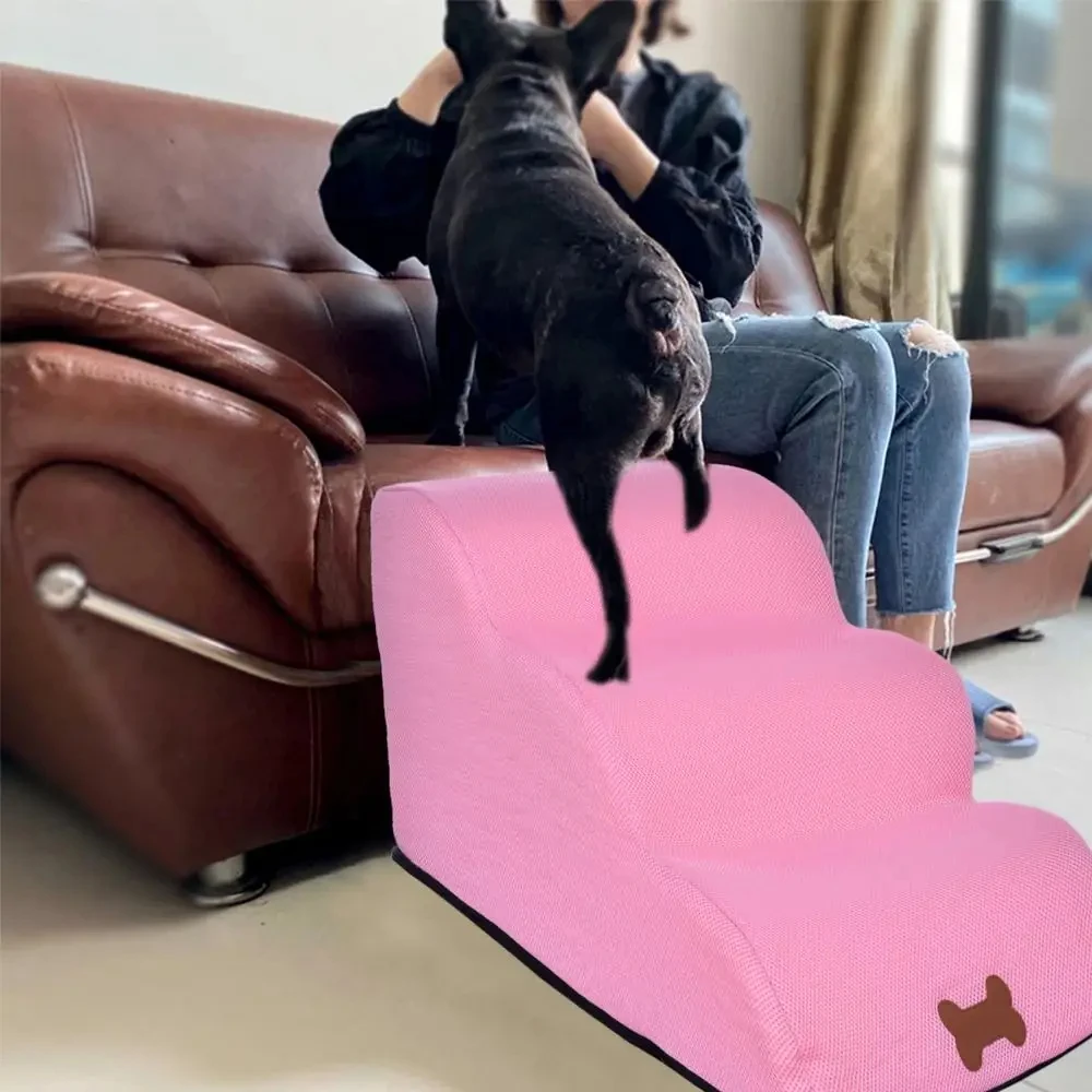 Pet Ladder 3 Tiers Foam Dog Ramps/Steps Non-Slip 3 Steps Pet Stairs High Dog Ramp Sofa Bed Ladder Dog Ramp stair For Bed