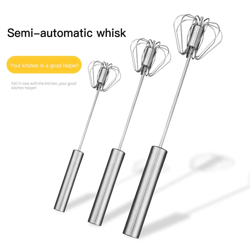 Semi-automatic Whisk Stainless Steel Hand Pressure Egg Beater Kitchen Accessories Tools Cream Utensils Whisk Manual Mixer