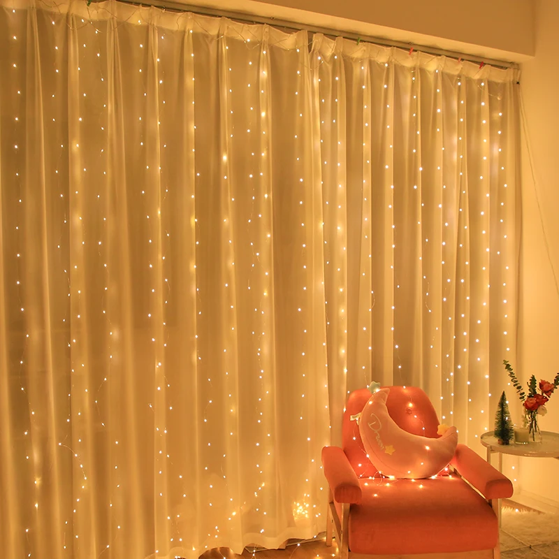 3*3m 300 Led Twinkle Fairy Colour Decorative Lights Colourful Garland Christmas Led Garland Curtain Led Lights