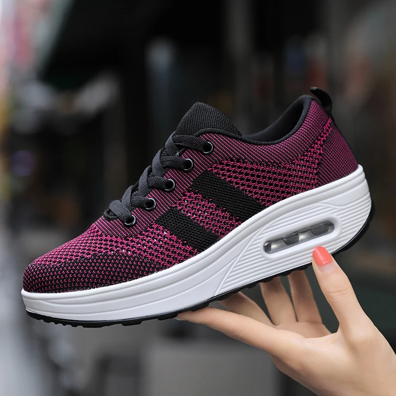 Новая модная женская обувь на толстой подошве, Повседневная сетчатая дышащая женская обувь, Zapatillas Mujer