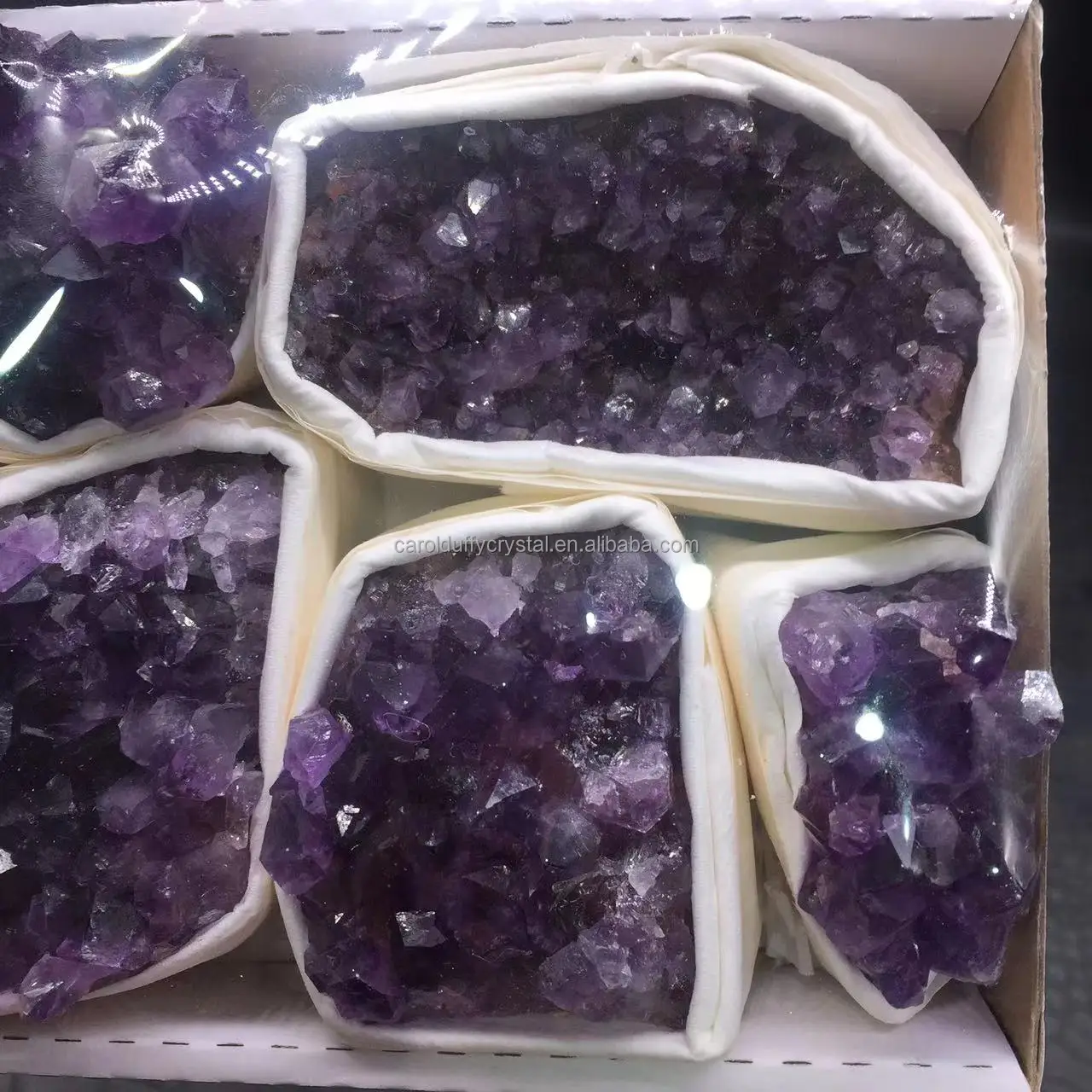 Wholesale Natural Raw Uruguay Amethyst Crystal Cluster Box Mixed Specimen for Gifit Decoration