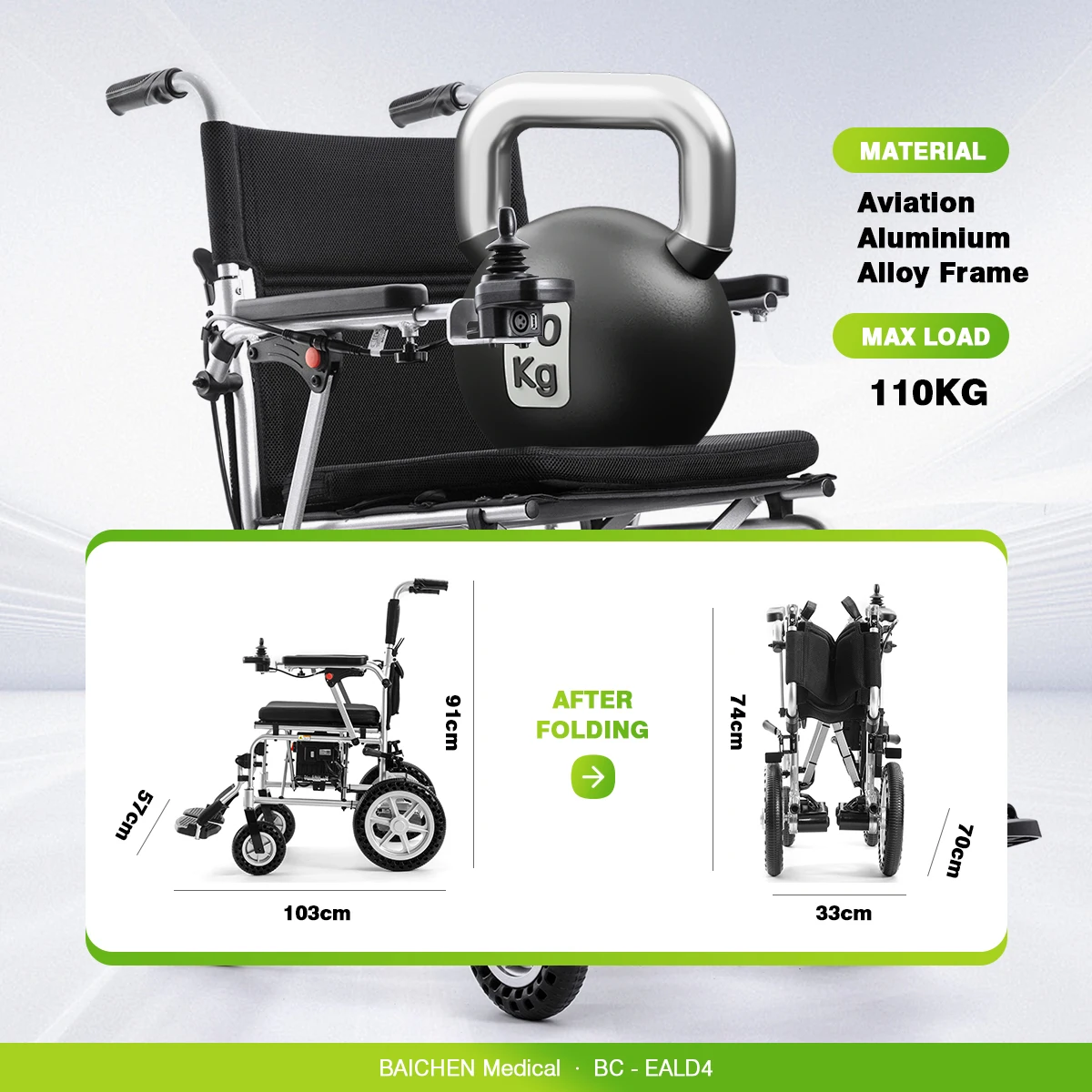 2024 New Aluminum All Terrain Ultra Lightest Foldable Portable Travel Disabled Electric Wheelchair For Adults