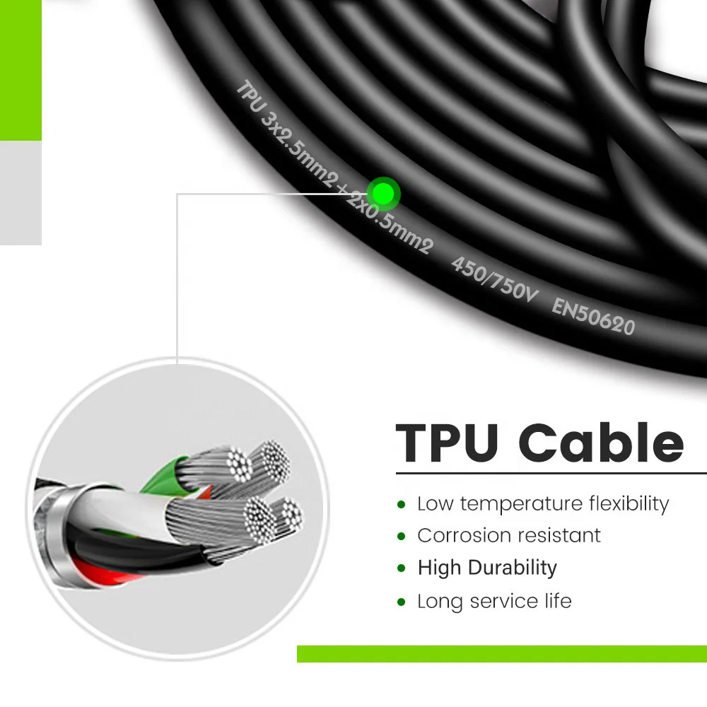 YONGSHENG Hot Selling CE TUV Certificated 22KW 32A 3Phase Type2 to Type2 Portable EV Charger