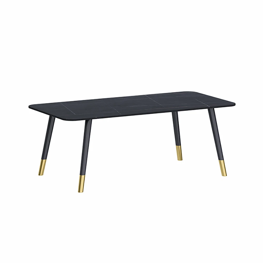 Cheap luxury household marble dining tables and chairs white faux dining rectangular modern black marble coffee table