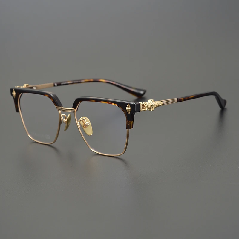 High quality titanium glasses frames made in China acetate eyewear frame Square fashion optical Eyeglasses Frames
