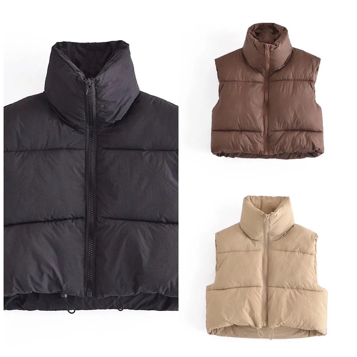 Новое поступление, зимняя одежда, Женская однотонная уличная одежда, безрукавка на молнии, пузырьковый жилет, куртка