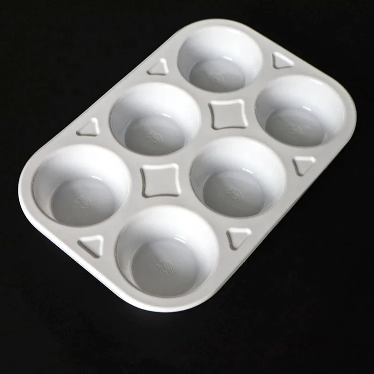 6 compartment white disposable plastic blister pastry food cookie tray mochi ice cream cake packaging