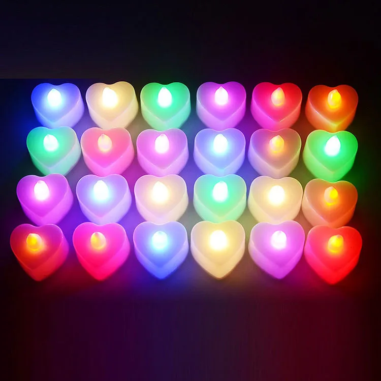 Wedding Decoration Heart Shape Led Candle Colour Changing Led Flameless Candles For Home Party Birthday
