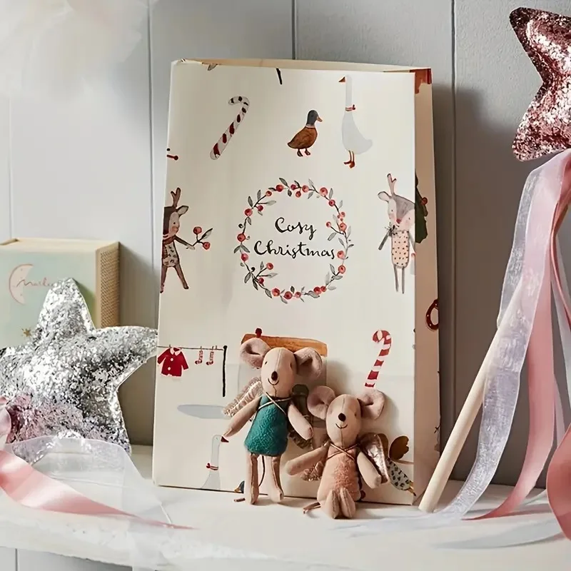Nordic Style Fabric Angel Wing Mouse Doll with PP Filling Cute Animal Rag Doll Ornament for Birthday or Zodiac Gifts