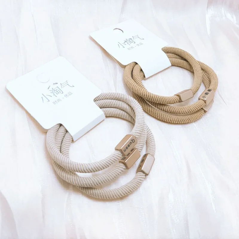 Japanese Korean style simple senior hairstyle scrunches elastic hair ties thick