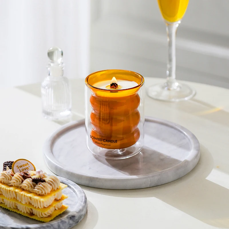 Luxury Double Spiral Heat Insulation Fragrant Candle Cross Wooden Wick Soy Wax Scented Candles