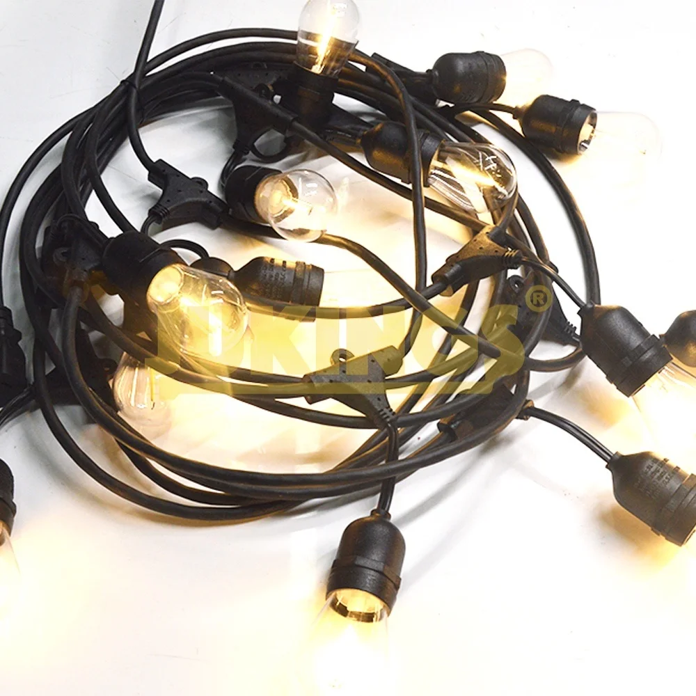 50 Foot outdoor Weatherproof flexible led Light string Hanging 15 Sockets Perfect Patio Lights