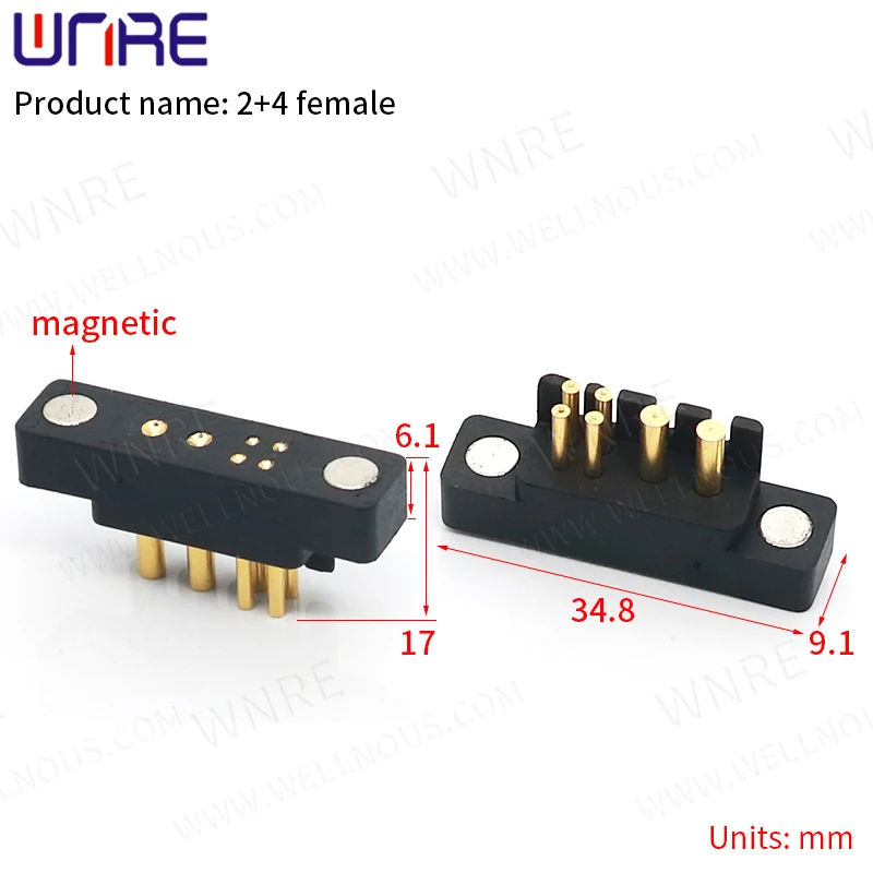 1 Set New Product Customization Magnet Connector 2+4 Pogopin Male and Female Magnetic Connector