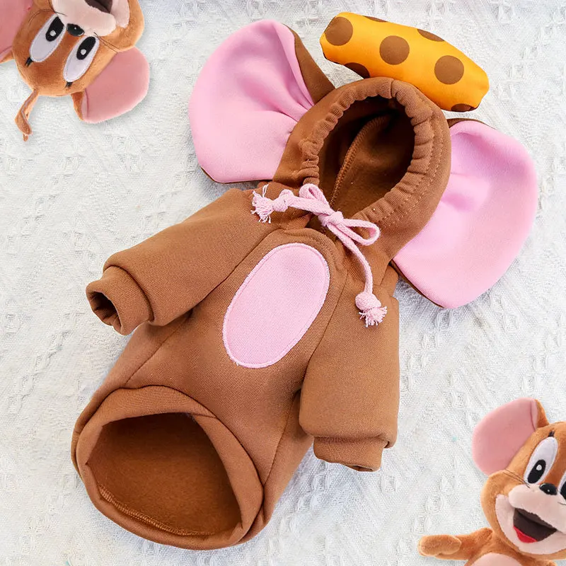 Free Shipping Cartoon Puppy Vest Clothing Warm Dog Clothes French Bulldog Mouse Winter Dog Coat For Small Dogs Pet Cat Clothes