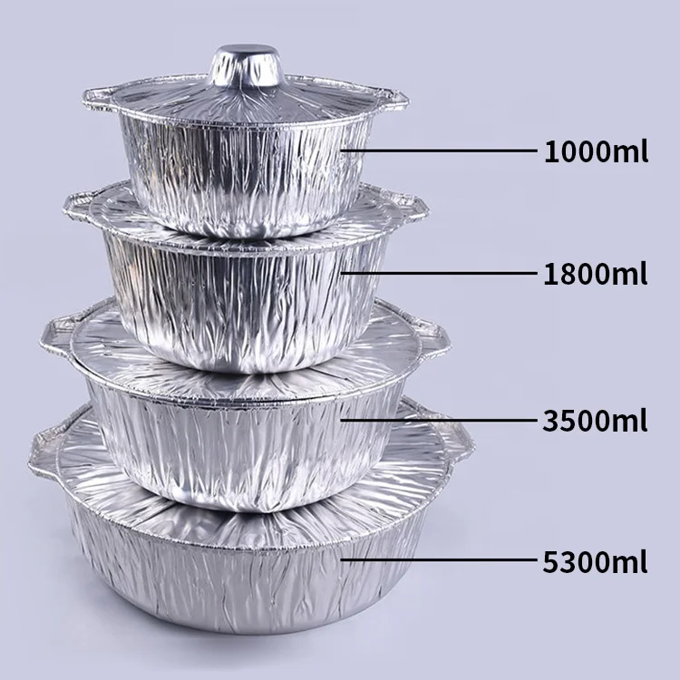 Disposable Best-selling Environmental Round Aluminium Foil Box Bowl With Lid Aluminum Foil Pots