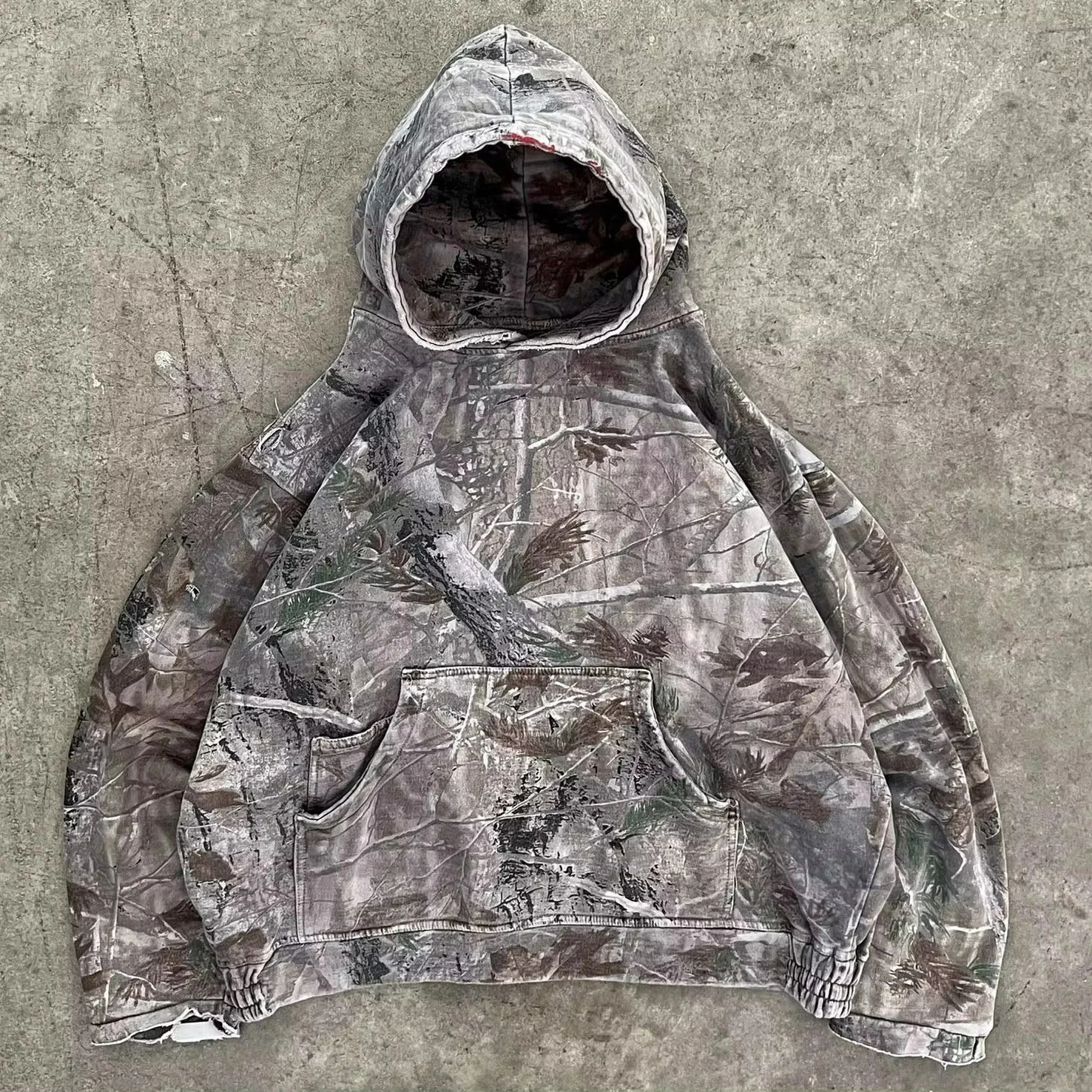 Custom Pullover Sweatshirts Boxy 100% Cotton Dtg Print Heavy Weight Hunting Camouflage Hoody Cloth Real Tree Camo Hoodie For Men