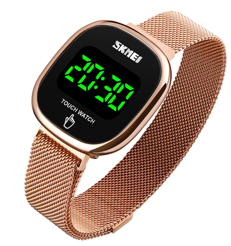 SKMEI 1589  led touch screen watches boys relogio masculino stainless steel band digital men wrist watches