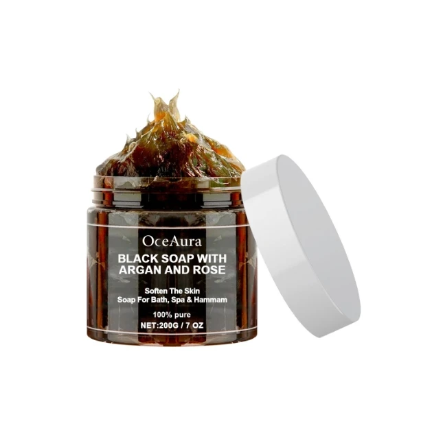 Wholesale African Black Soap Bar With Moroccan Argan And Rose Body Scrub Purifying Cleansing Exfoliating Beauty Products