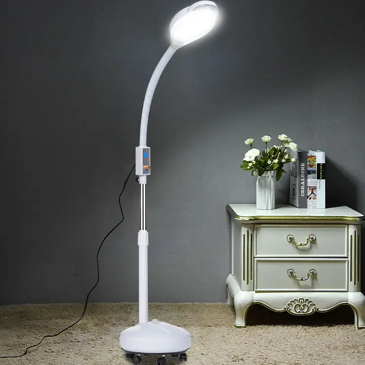 2023 Beauty skincare salon magnifying floor magnifier glass lamp led light with 8X magnifying glass