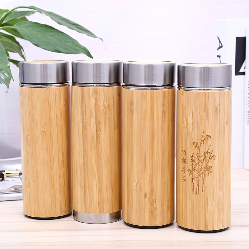 Double Wall Stainless Steel Travel Coffee Mug Reusable Bamboo Coffee Mug