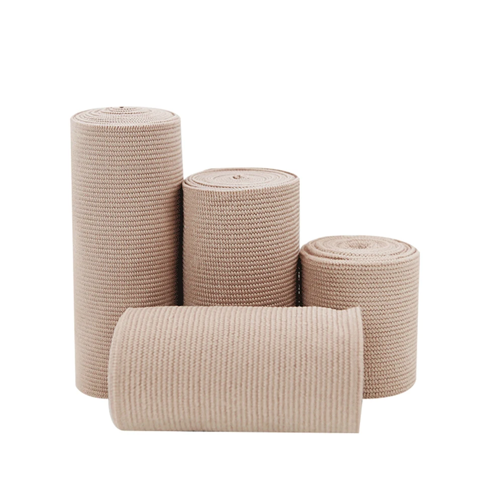 Custom size  4.5m medical strip high compression cotton elastic bandage with aluminium clip