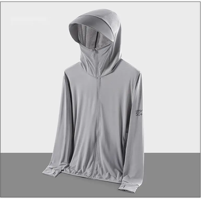 YiXin Wholesale 2023 Summer Men UV Fishing Shirt Hooded Sun Protection Clothing Top Quality UV Protection Shirt