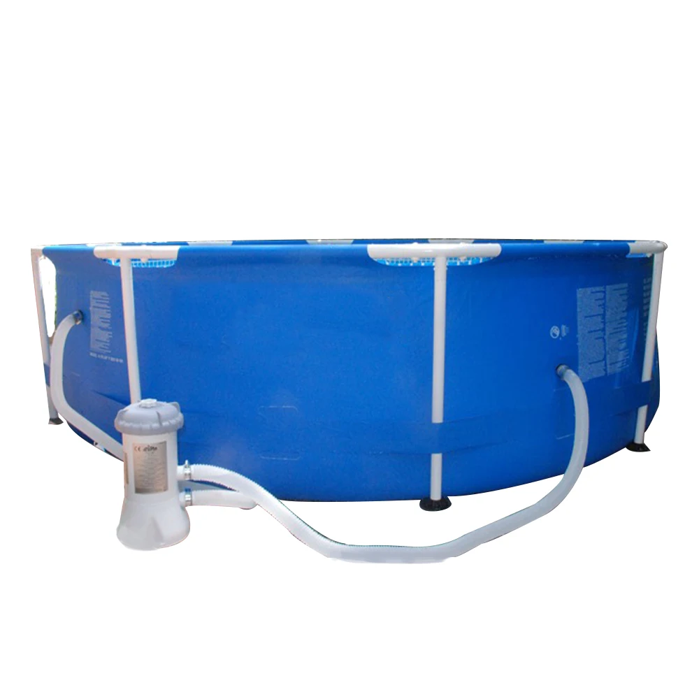 450*122CM Wholesale Design Bule Color Inflatable Adult Round Metal Frame Swimming Pools with Pump and Ladder