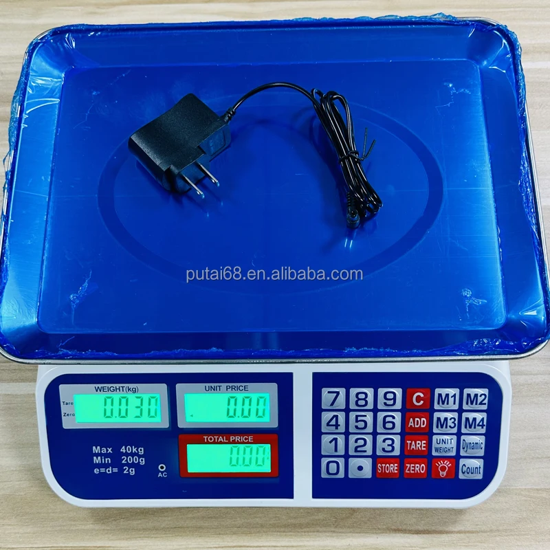 Wholesale 40kg Digital Price Computing Weighing Scale, 2g Accuracy, Rechargeable Tabletop Model