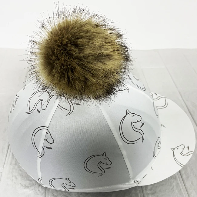 Polyester Elastane Pom Pom Horse Riding Equestrian Helmet Hat Silk Hat Cover